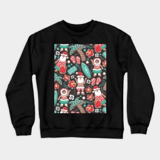 Mele Kalikimaka Hawaiian Christmas gingerbread cookies // pattern // brown background Crewneck Sweatshirt